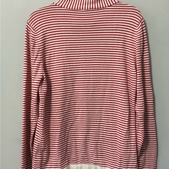 Cabi NWOT Ringmaster Cowl Neck Pullover #6447 Red soft white stripe Sz. M - Picture 3 of 5
